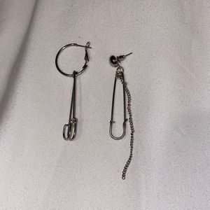 Silver safety pin earrings